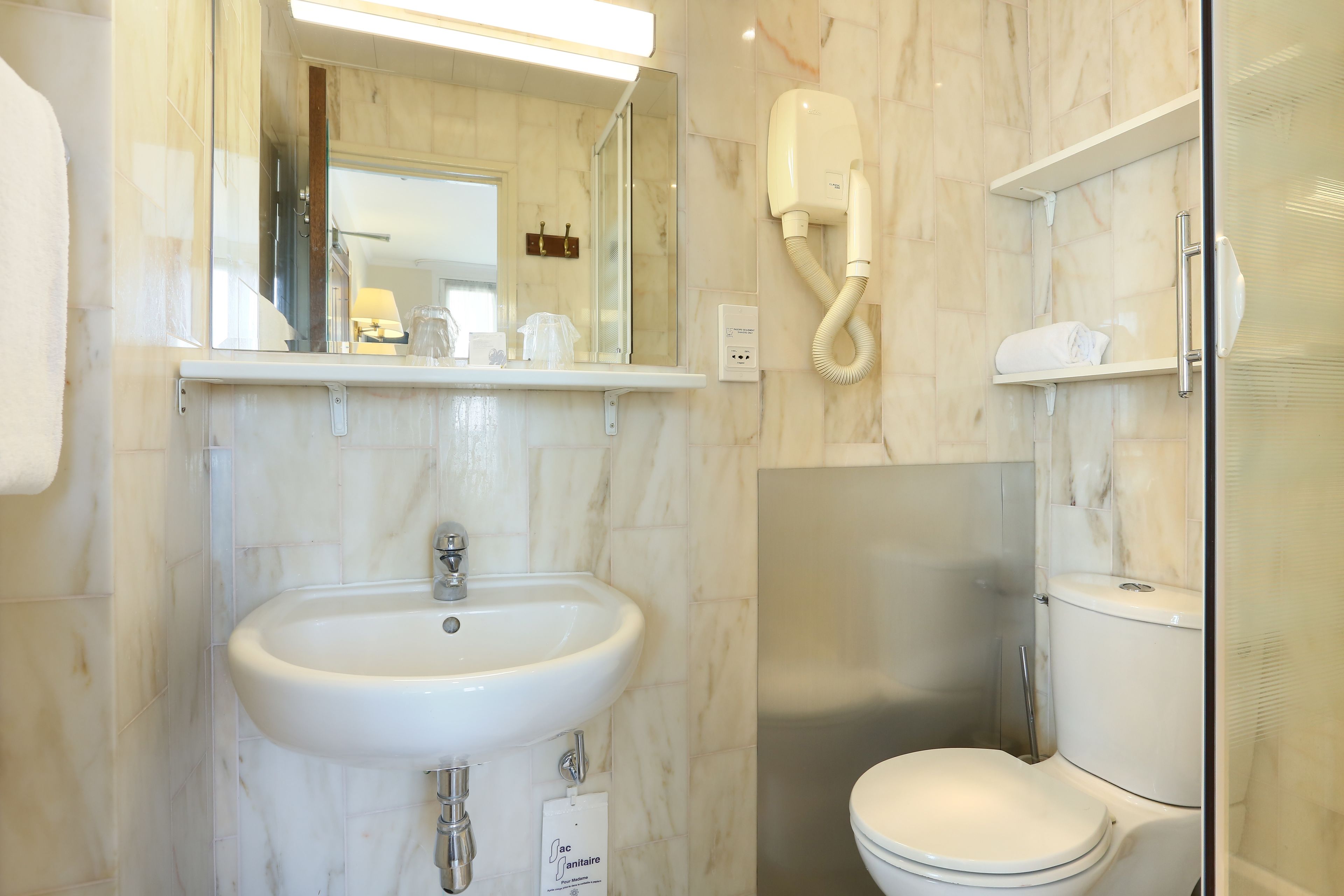 superior double room, balcony | bathroom | hair dryer, towels, soap, toilet paper