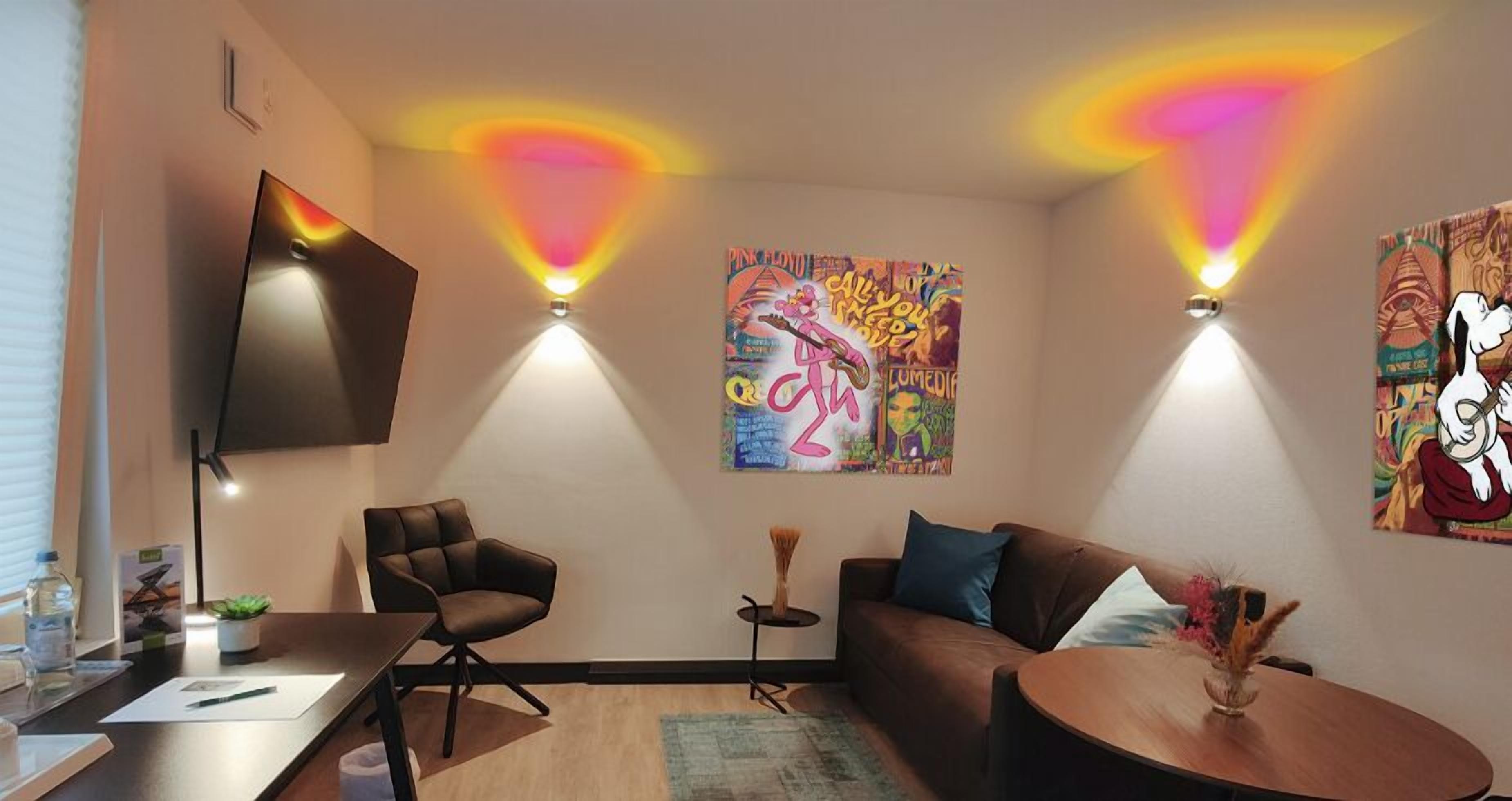 city apartment | living area | 50-inch smart tv with satellite channels, streaming services