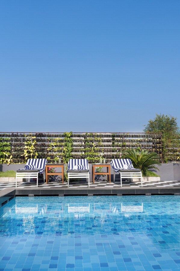 A rooftop pool