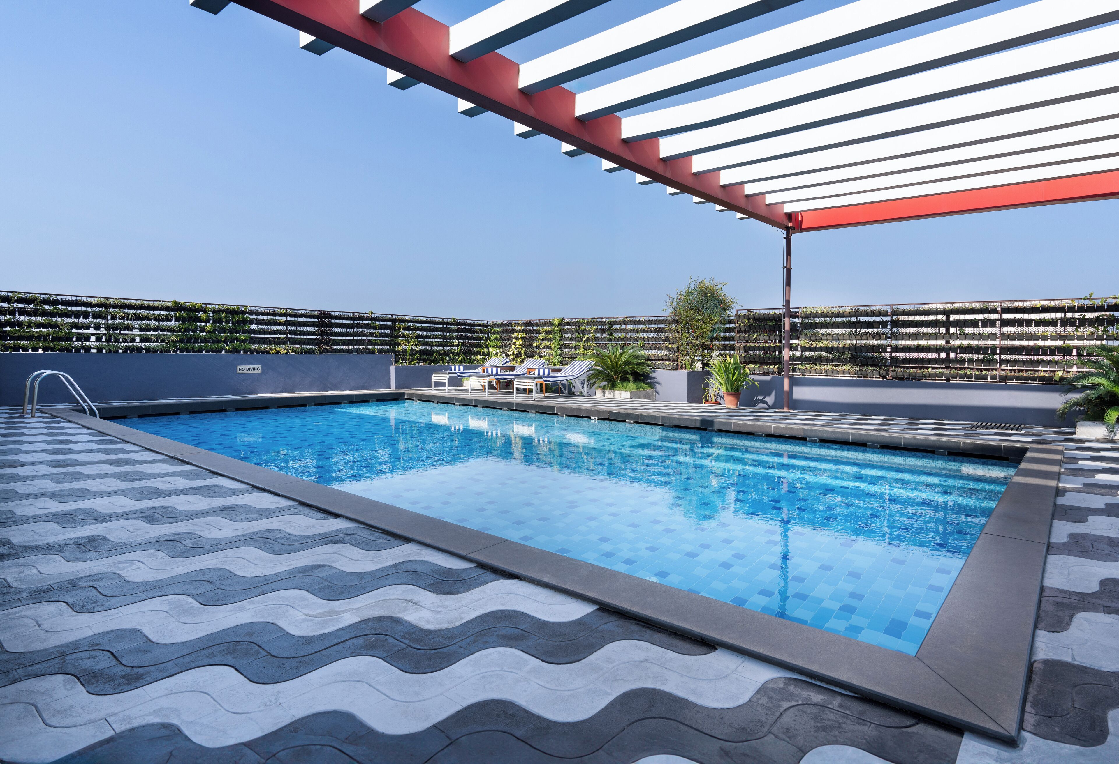 A rooftop pool