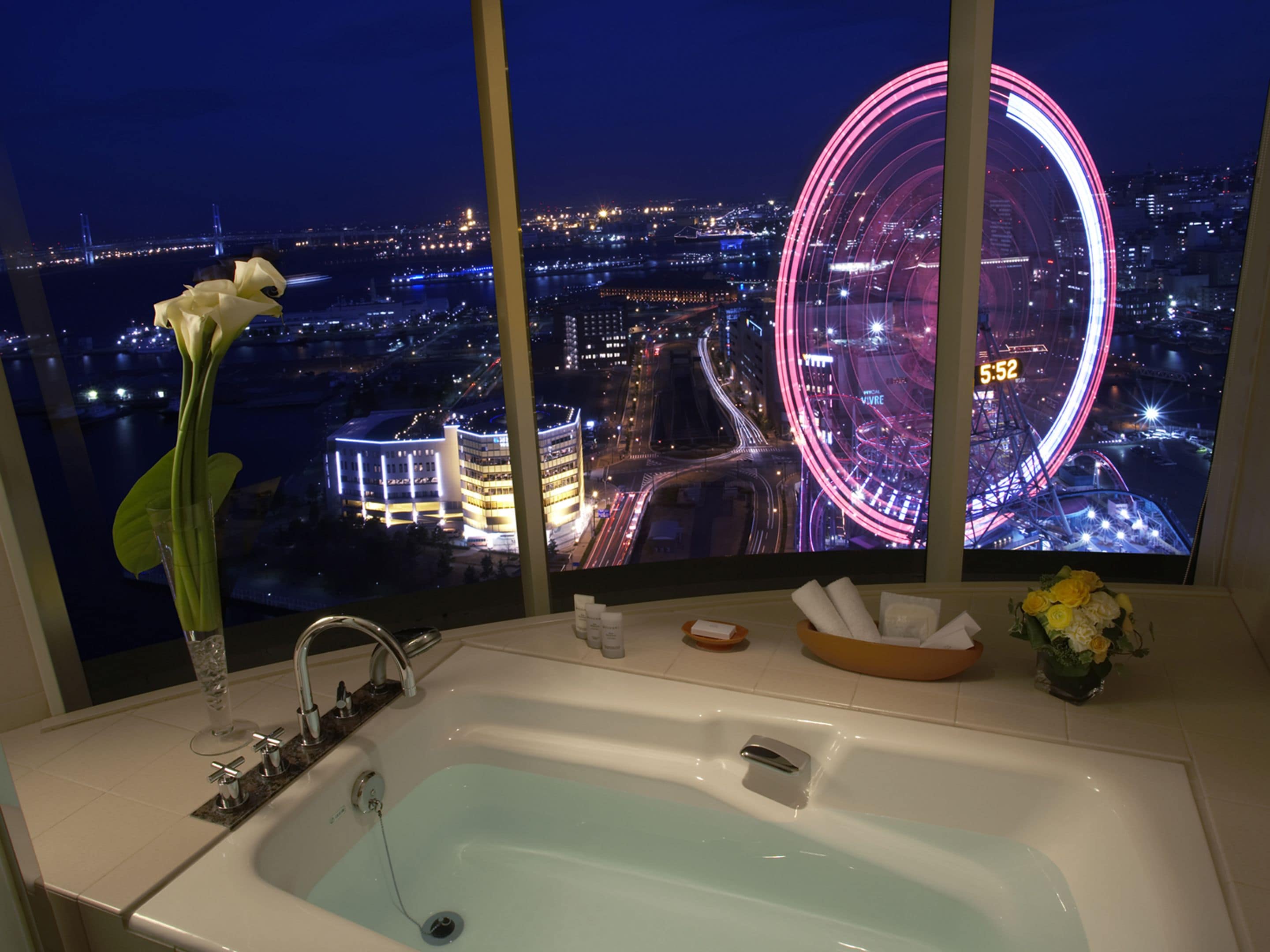 separate bathtub and shower, free toiletries, hair dryer, slippers