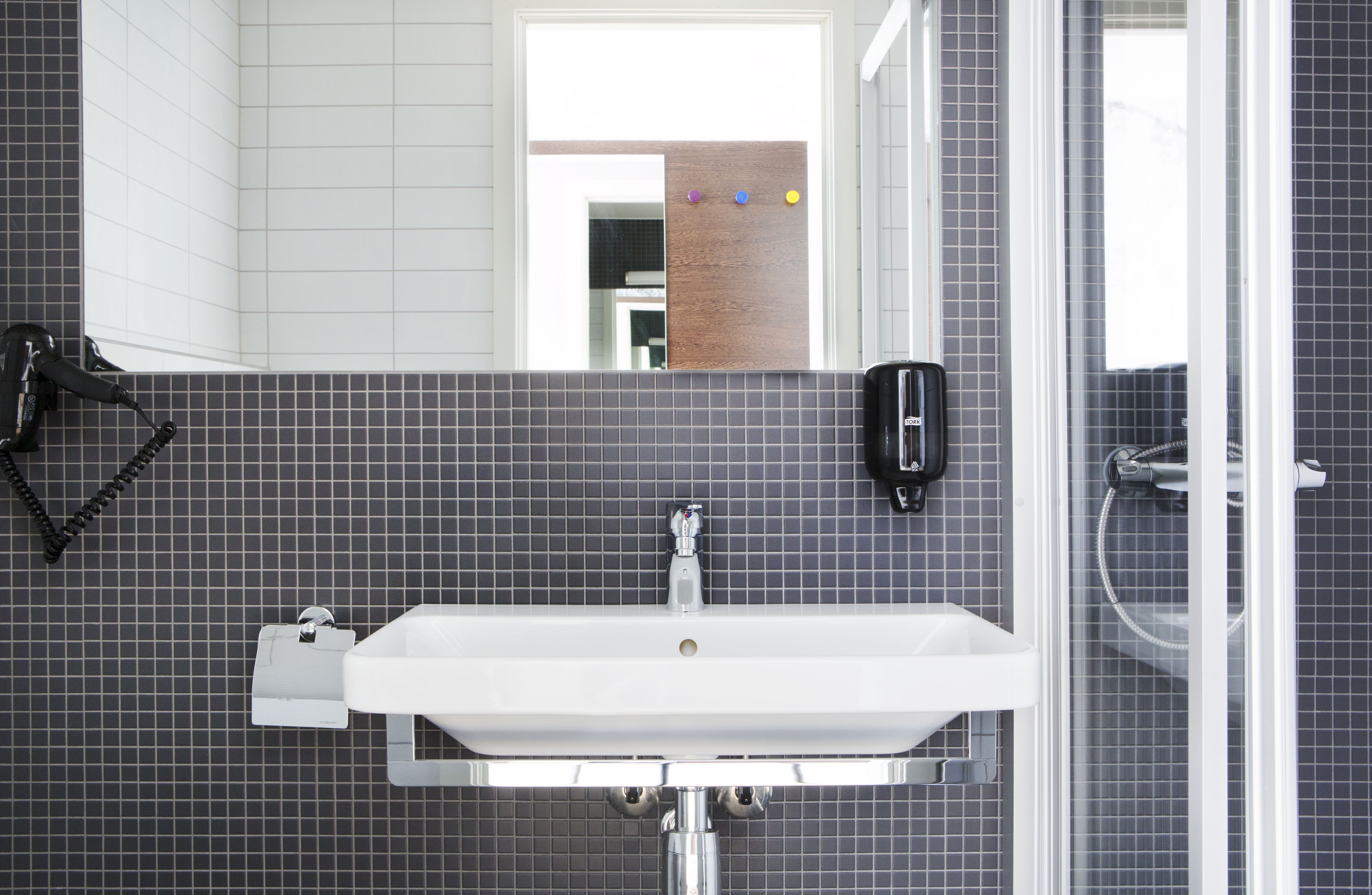 free toiletries, hair dryer, towels