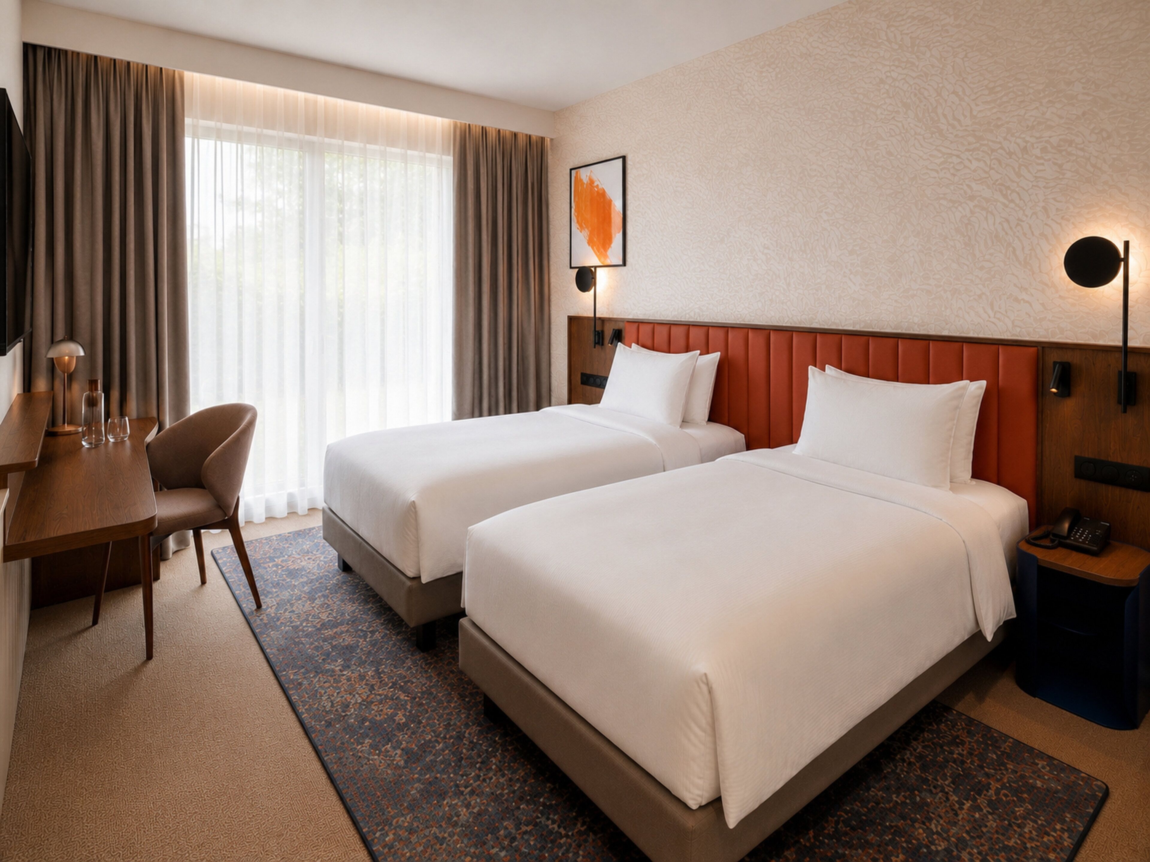 Premium Room, 2 Twin Beds | Minibar, in-room safe, desk, soundproofing