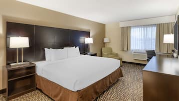 Desk, blackout drapes, iron/ironing board, free cribs/infant beds