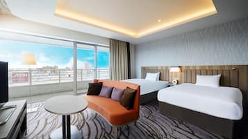 Suite Junior, 2 Tempat Tidur Double, balkon (Wing Building) | 1 kamar tidur, selimut bulu angsa, dan meja kerja