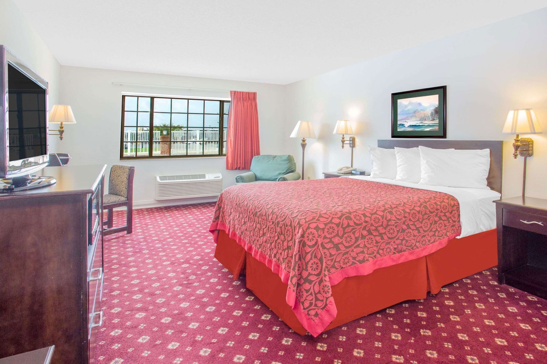 Premium bedding, pillow-top beds, desk, laptop workspace