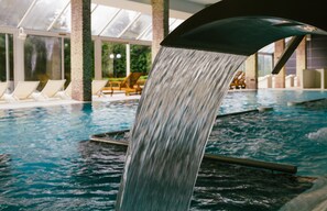 Indoor pool, outdoor pool, open 9:00 AM to 7:00 PM, pool umbrellas