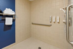 Room, 1 King Bed, Accessible (Roll-In Shower) | Bathroom shower