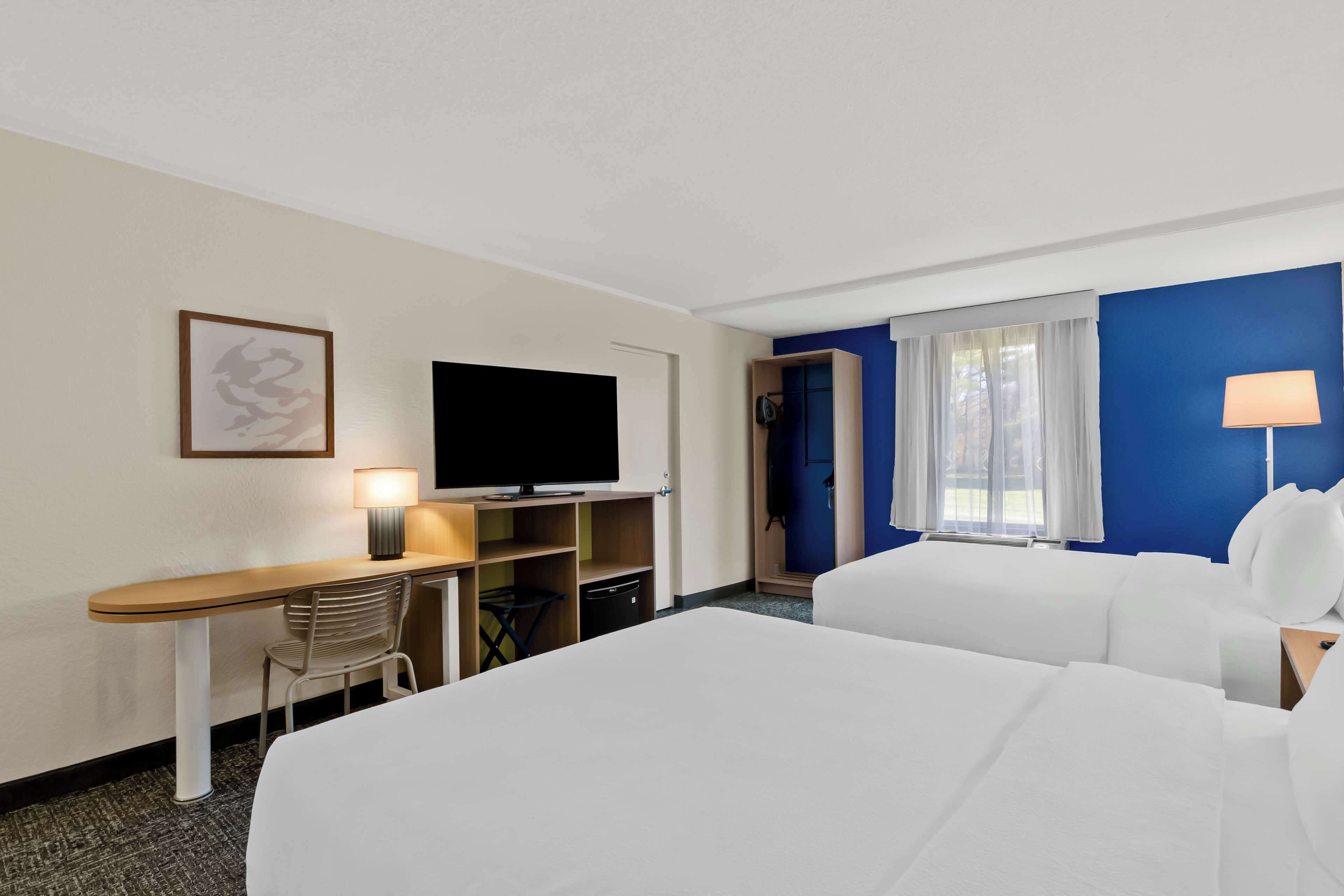 room, 2 queen beds, accessible, bathtub (mobility) | desk, laptop workspace, iron/ironing board, free cots/infant beds