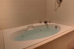 Combined shower/tub, free toiletries, hair dryer, towels