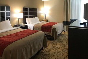 Premium bedding, desk, iron/ironing board, free cribs/infant beds