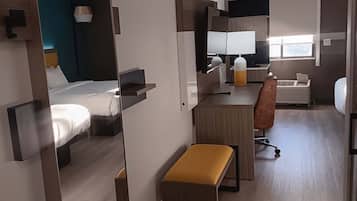 Premium bedding, desk, iron/ironing board, free cots/infant beds