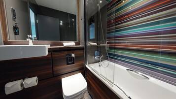 Eco-friendly toiletries, hair dryer, towels