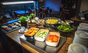 Enjoy a sumptuous spread of fresh fruits and vegetables at our dining area.