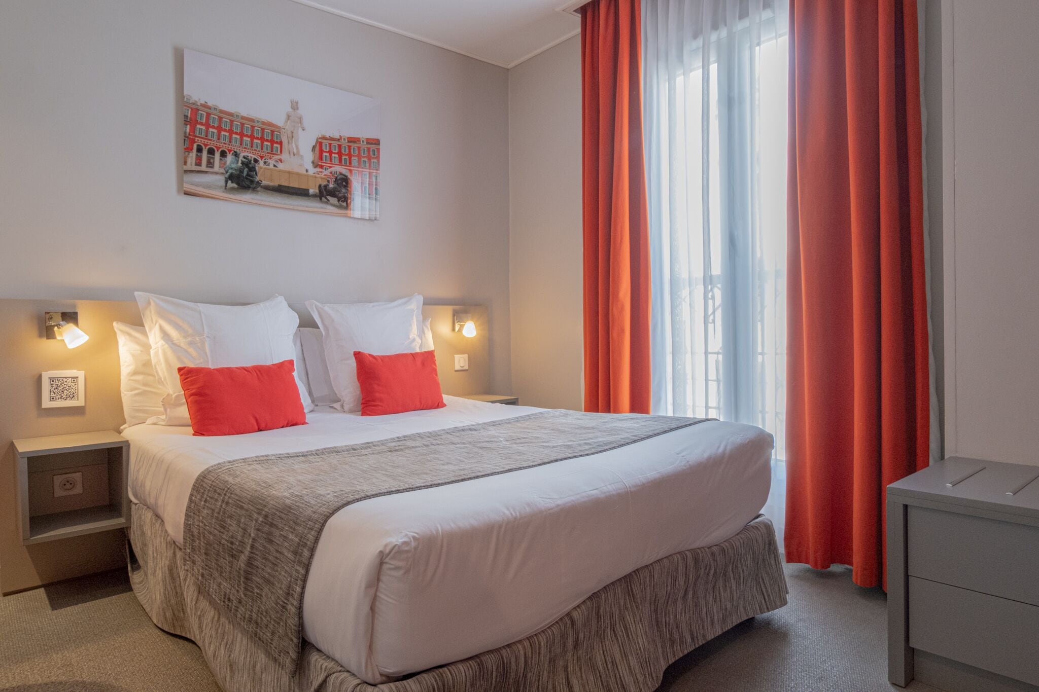 Premium bedding, memory foam beds, in-room safe, blackout drapes