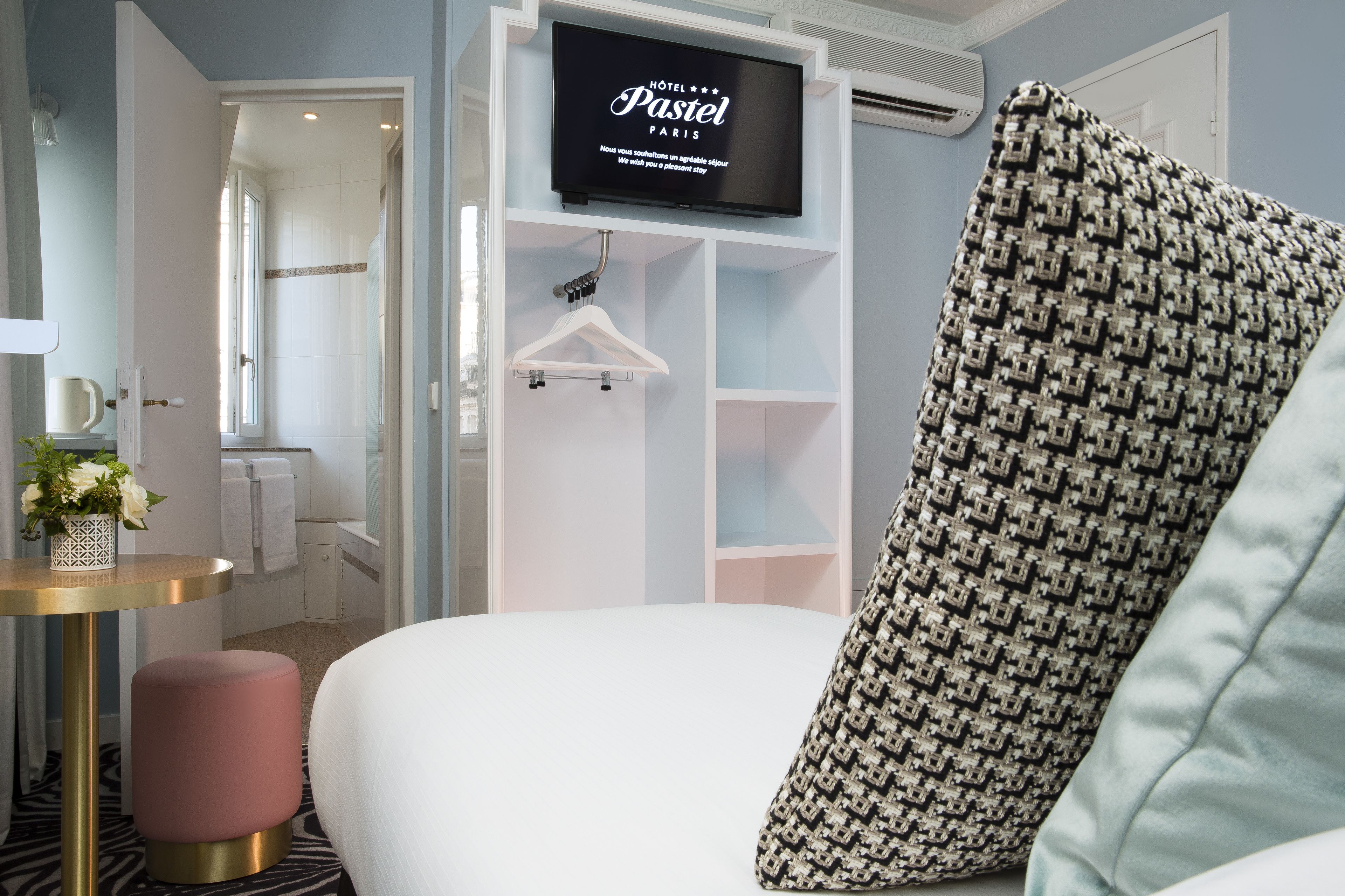 double room discovery | premium bedding, desk, soundproofing, iron/ironing board