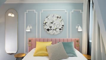 Premium bedding, desk, soundproofing, iron/ironing board