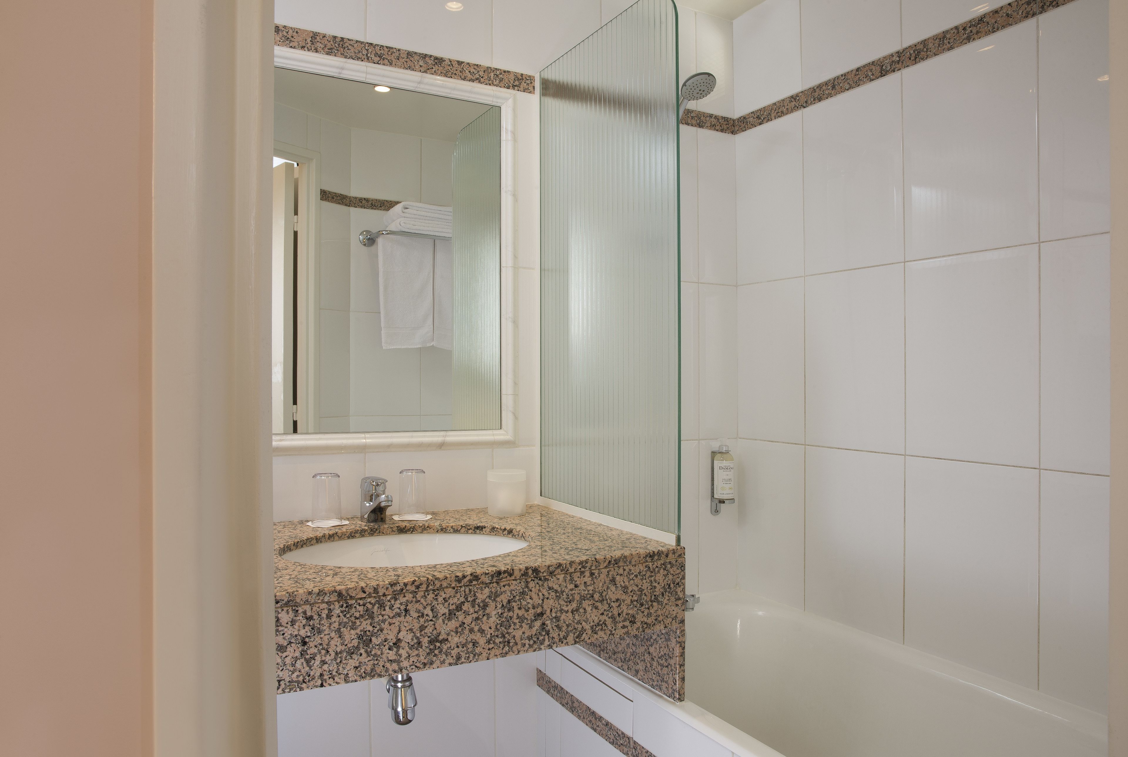 double room discovery | bathroom | free toiletries, hair dryer, towels