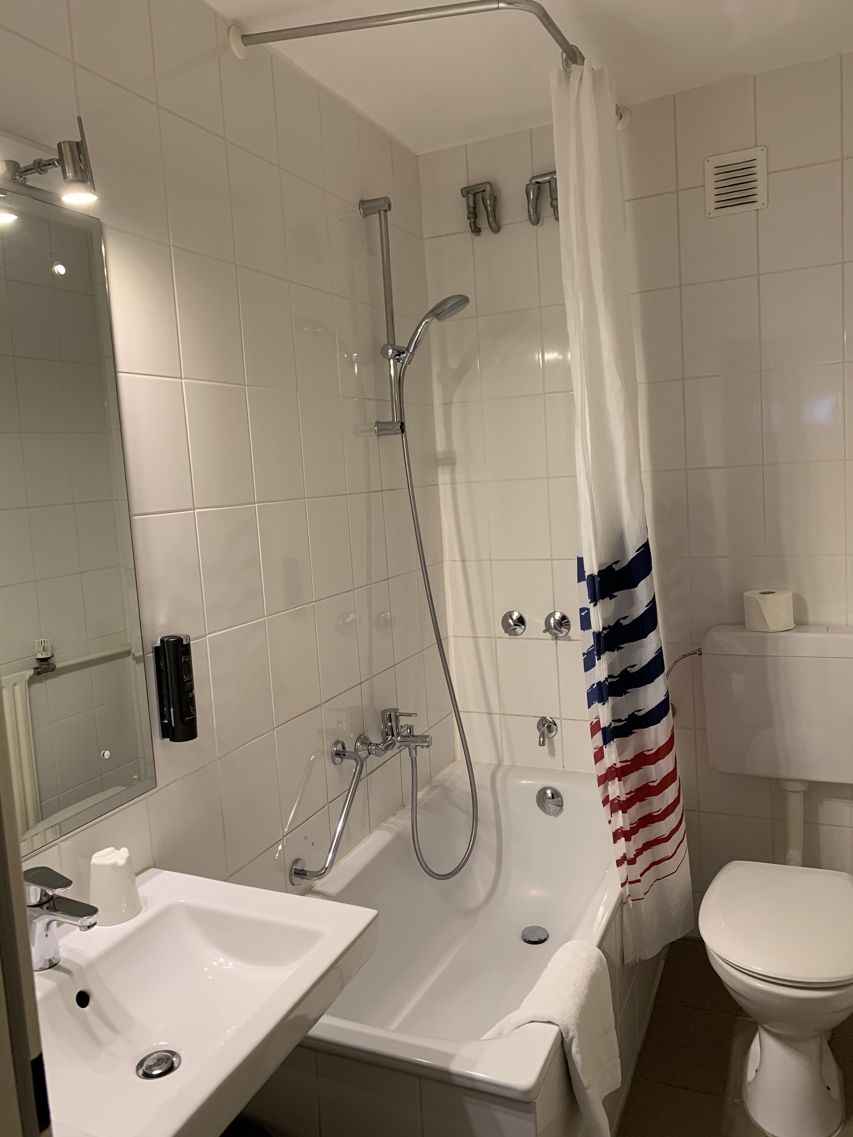 superior double room, courtyard view | bathroom | designer toiletries, hair dryer, towels, soap