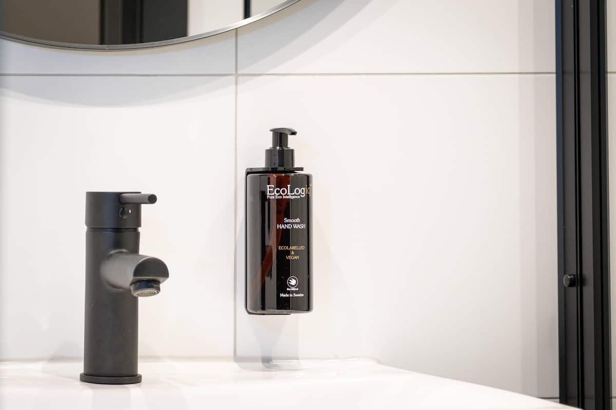 Desk, laptop workspace, blackout curtains, soundproofing