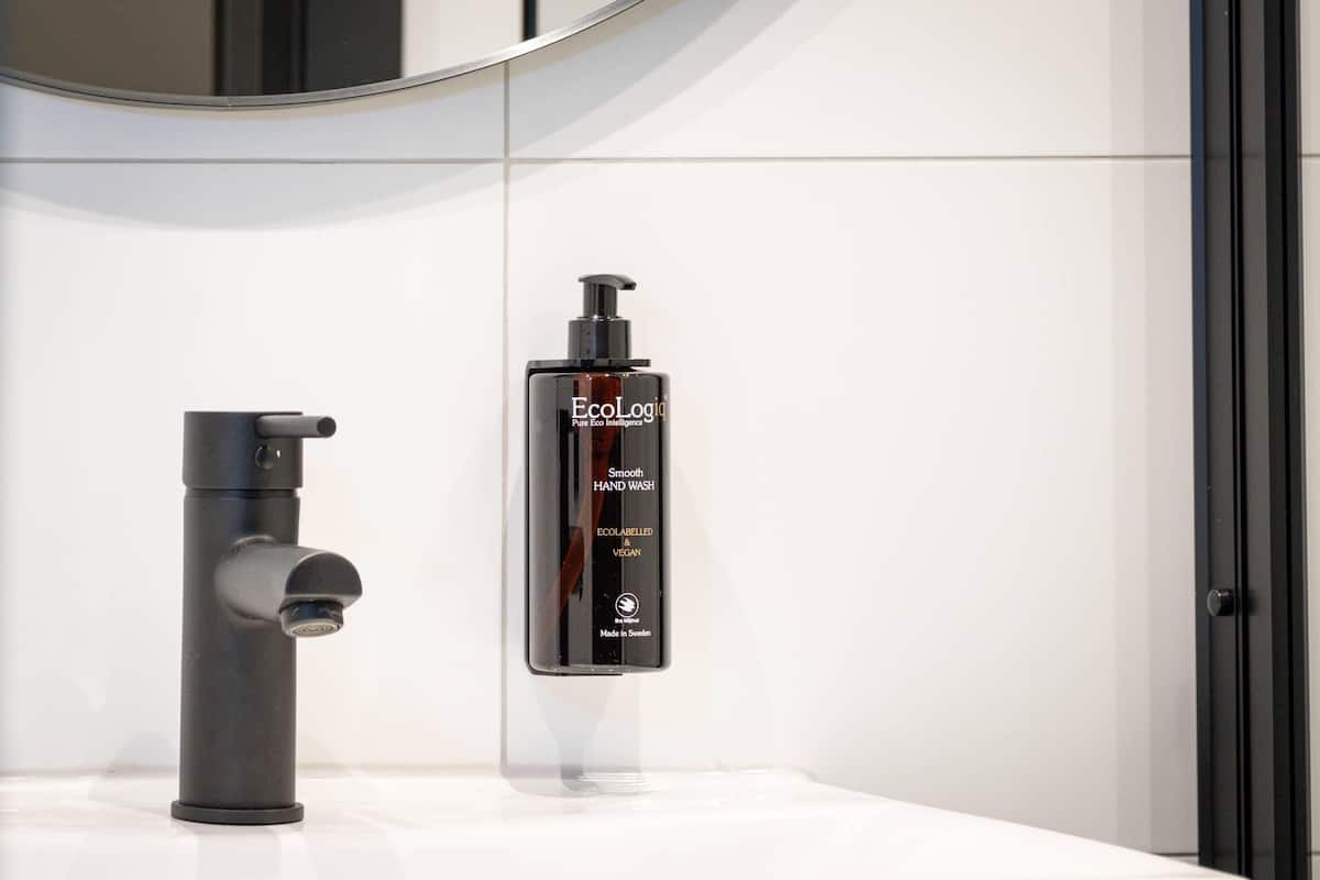 Desk, laptop workspace, blackout curtains, soundproofing