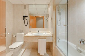 Free toiletries, hair dryer, bidet, towels