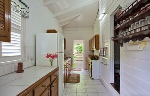 House (La Dauphine Great House) | Private kitchen | Full-size fridge, microwave, oven, stovetop