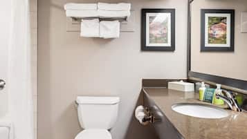 A bathroom with a toilet, sink, and towel rack.