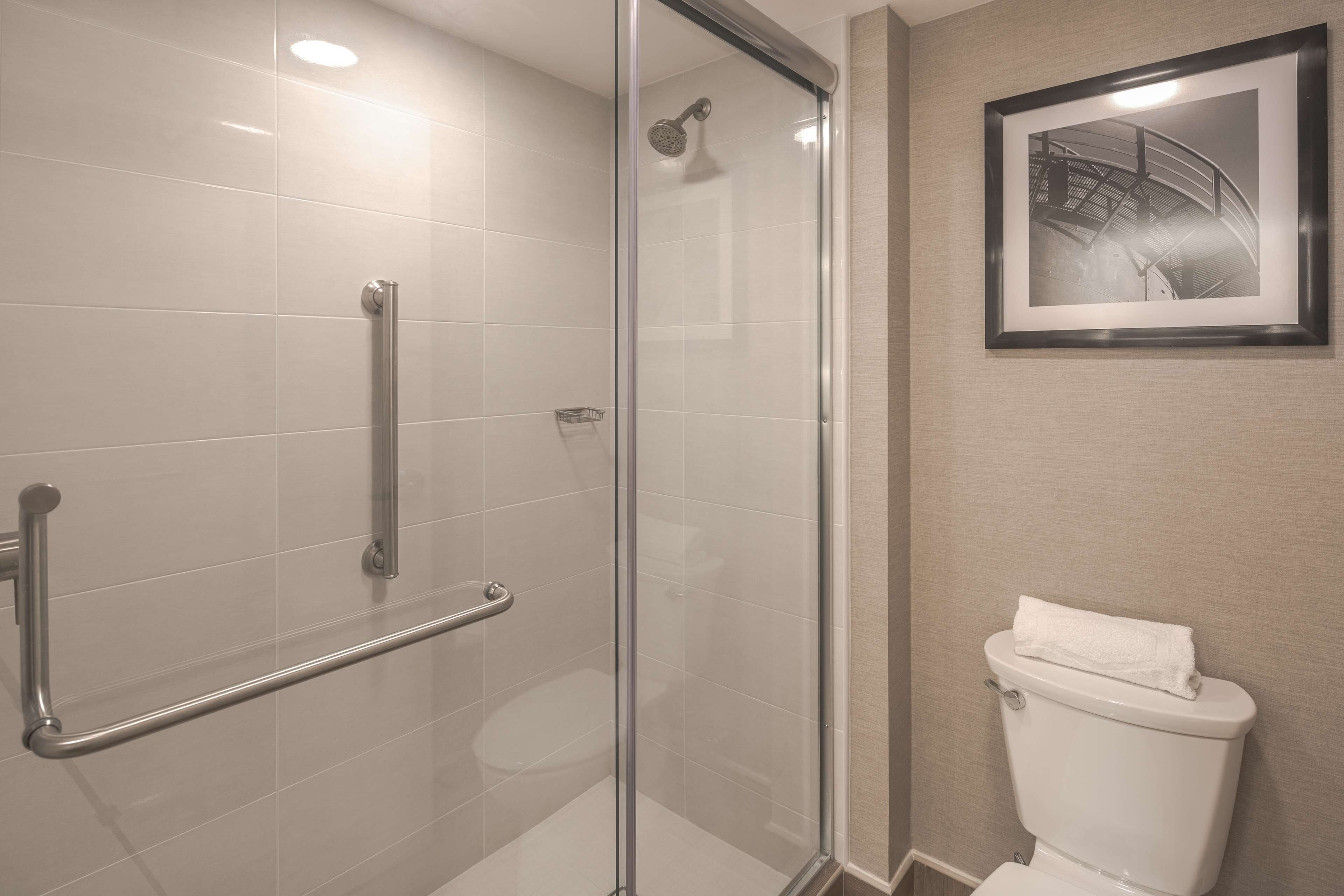 room, 1 king bed, accessible, non smoking | bathroom | shower, free toiletries, hair dryer, towels