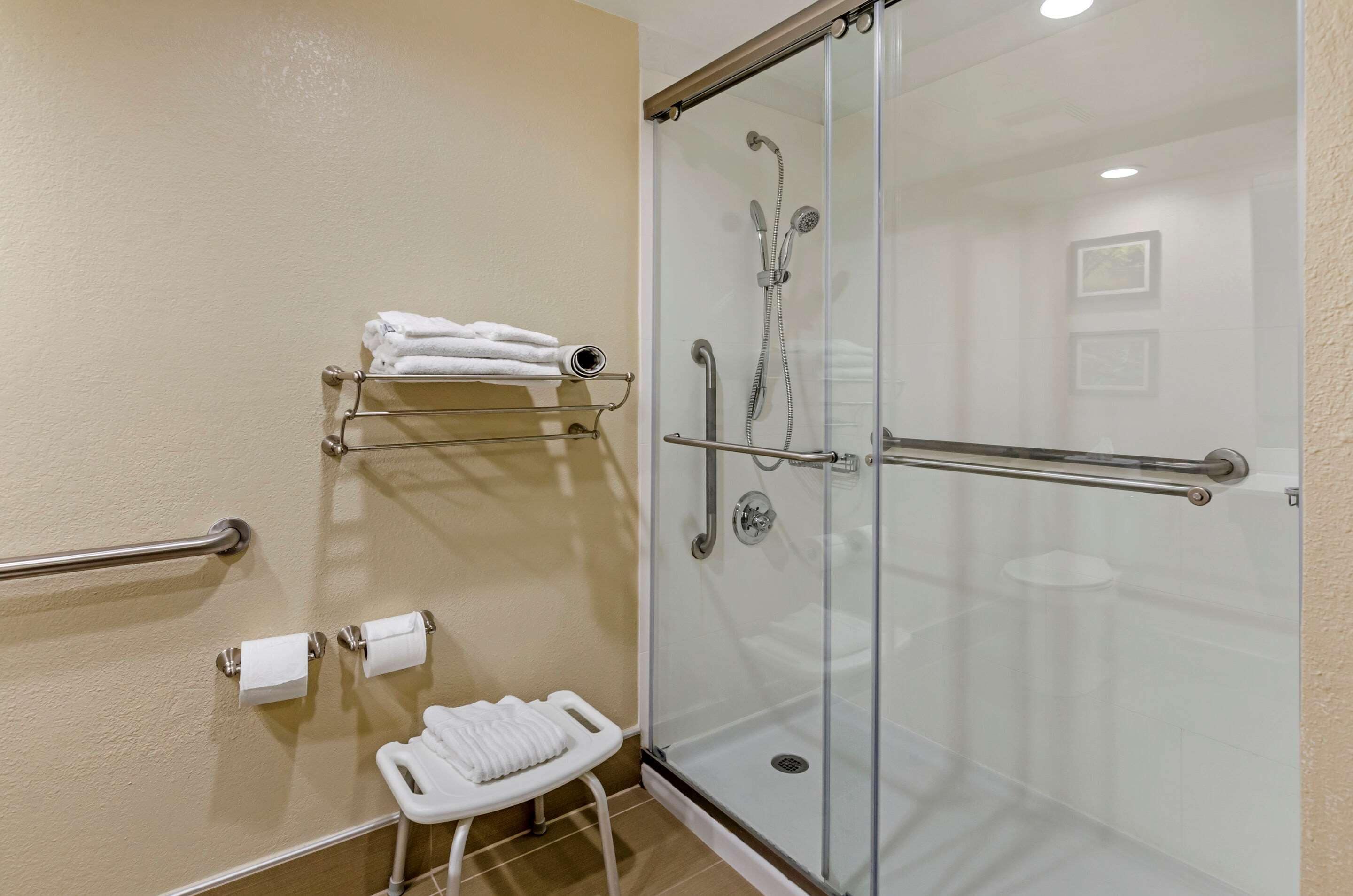 free toiletries, hair dryer, towels, soap