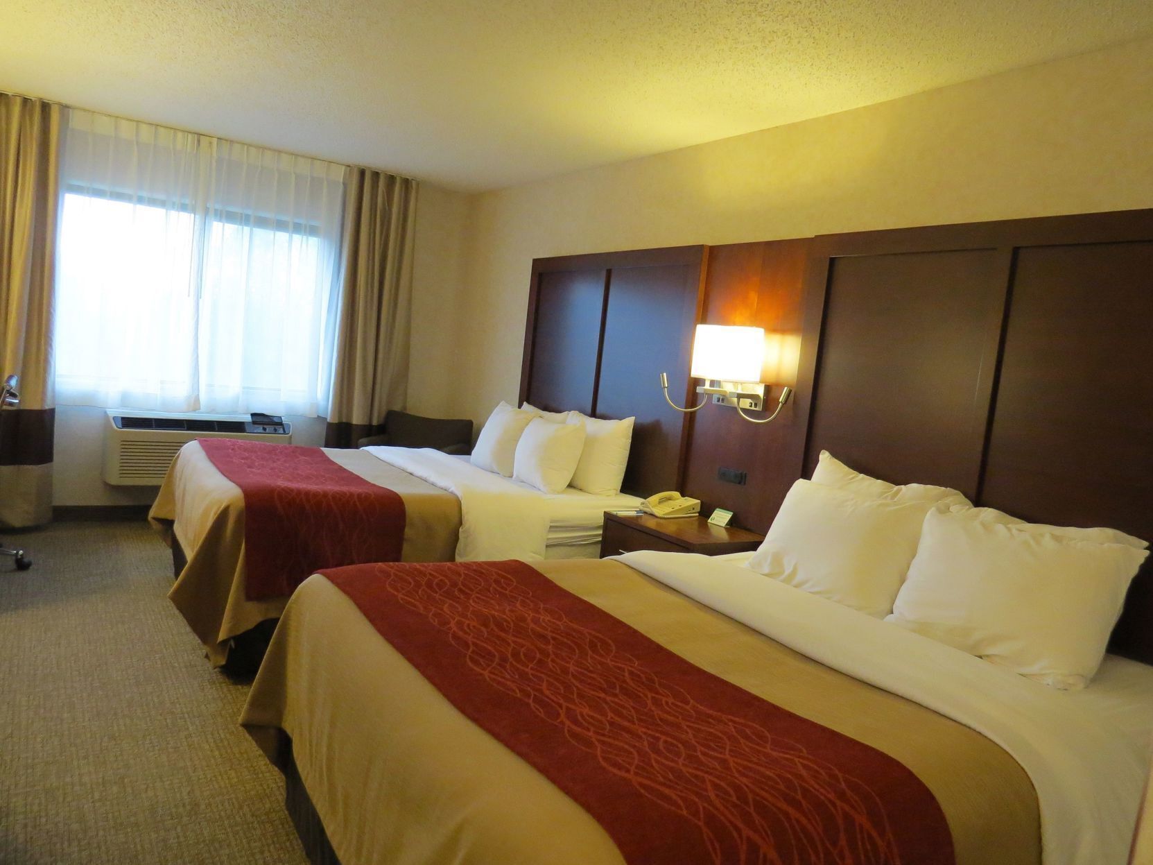 Down comforters, in-room safe, desk, blackout drapes