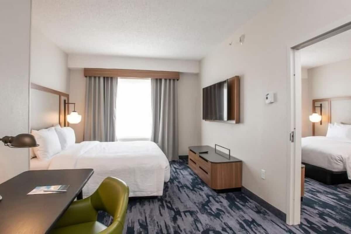 In-room safe, desk, laptop workspace, blackout curtains