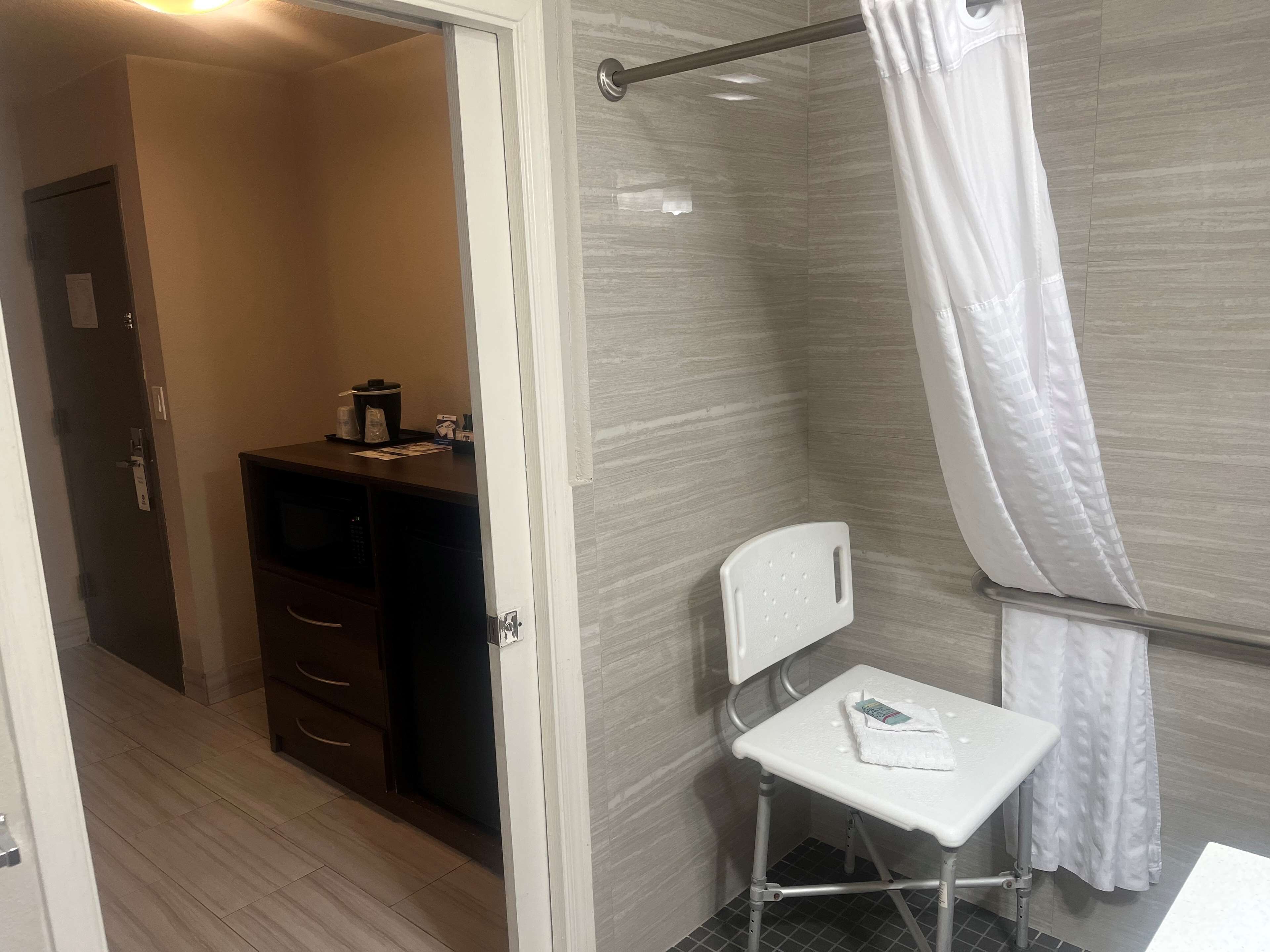 standard room, 2 queen beds, accessible, refrigerator & microwave (pet friendly) | laptop workspace, blackout curtains, iron/ironing board, bed sheets