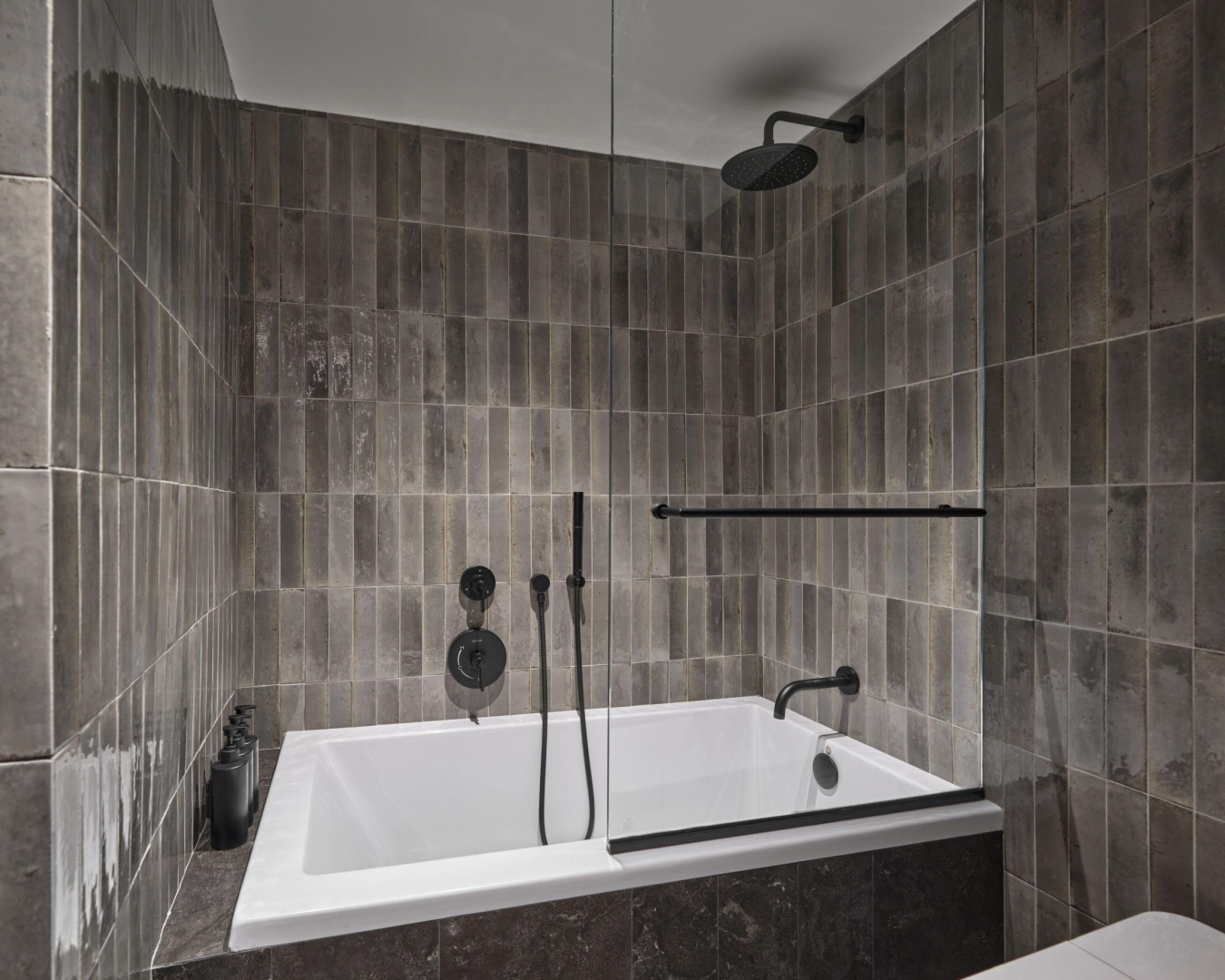 designer toiletries, hair dryer, bathrobes, towels