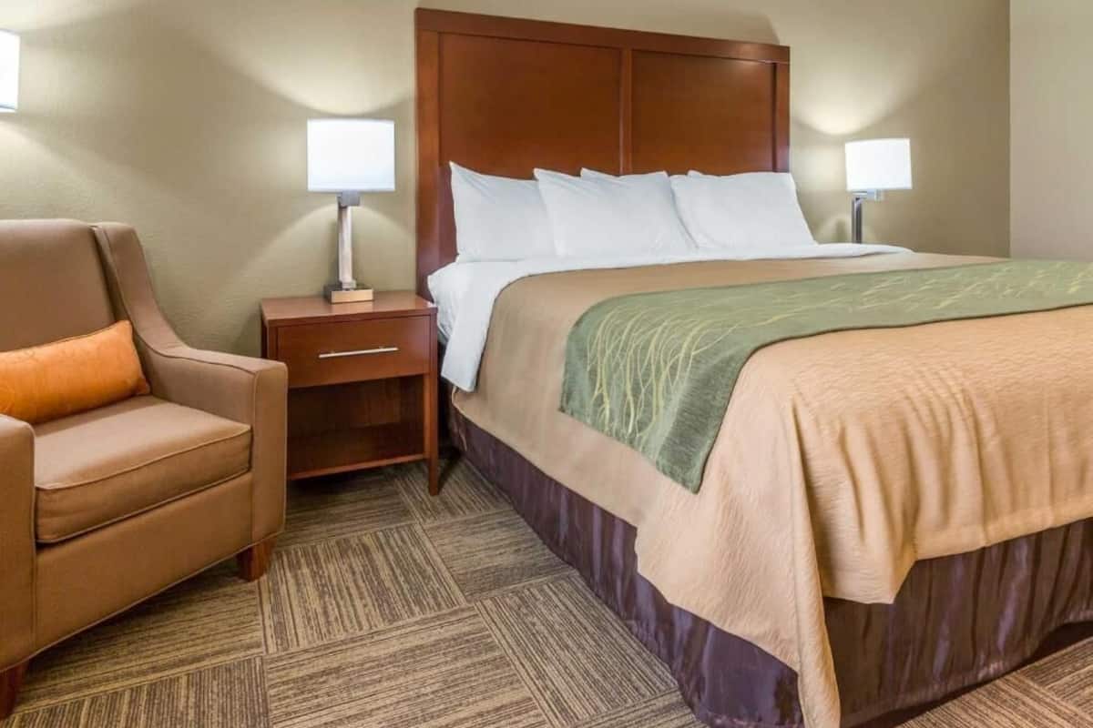 Down comforters, in-room safe, desk, blackout drapes