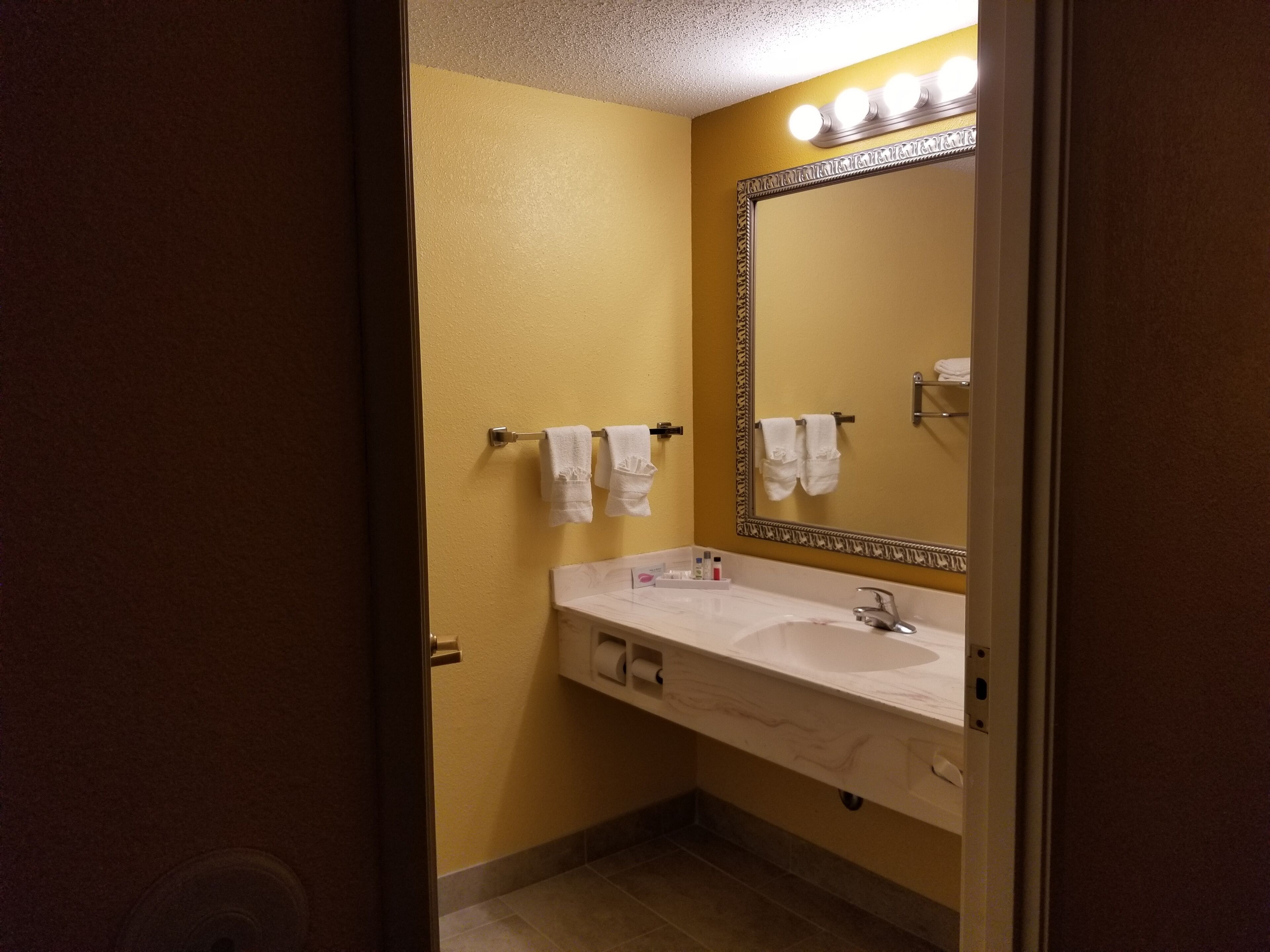 standard room, 1 king bed | bathroom | combined shower/bathtub, free toiletries, hair dryer, towels