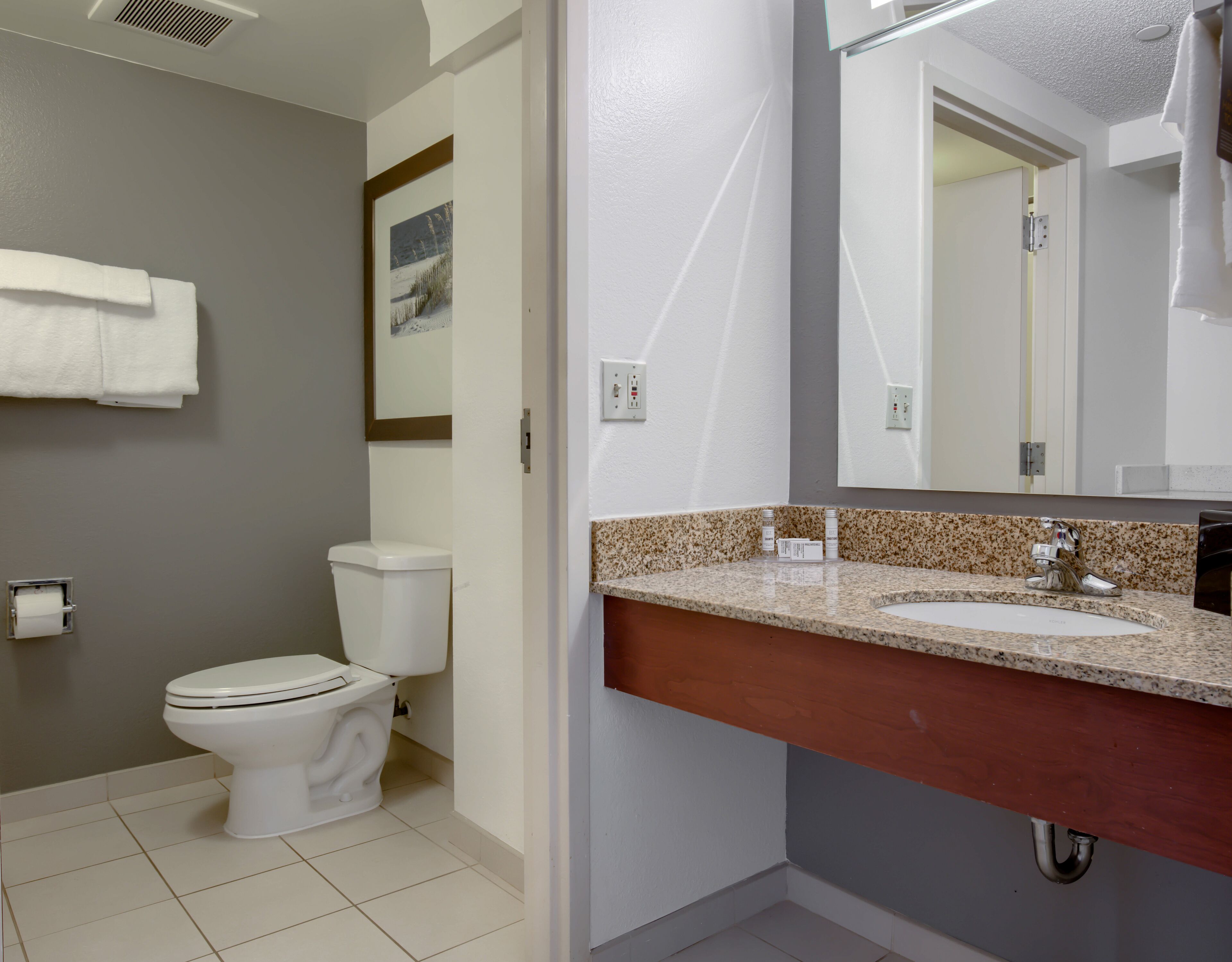 free toiletries, hair dryer, towels, soap