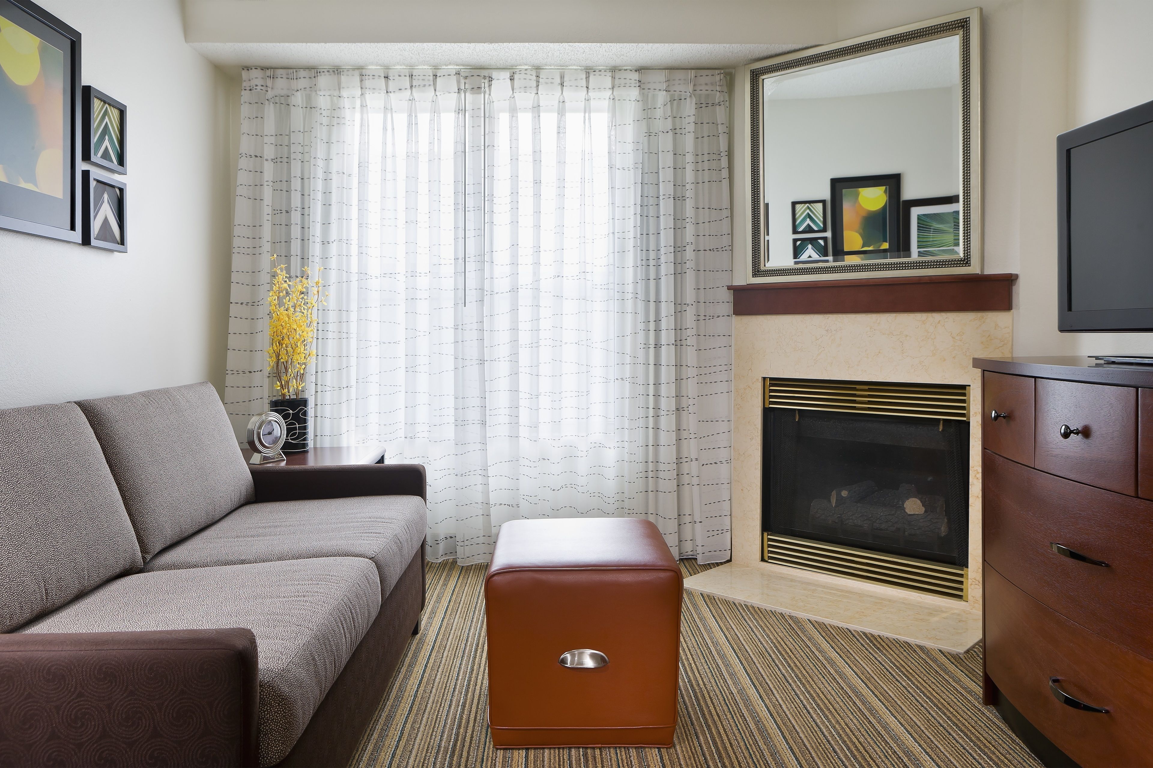 premium bedding, desk, blackout curtains, iron/ironing board