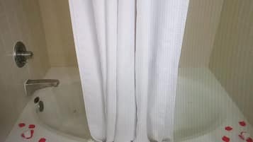 Romantic Room, Jetted Tub | Bathroom | Combined shower/bathtub, free toiletries, hair dryer, towels