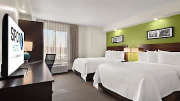 In-room safe, desk, laptop workspace, blackout curtains