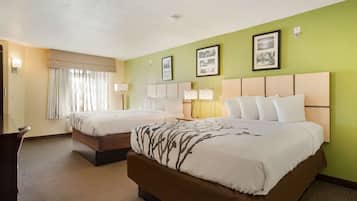 Room, 2 Double Beds, Accessible, Non Smoking | Premium bedding, in-room safe, desk, laptop workspace