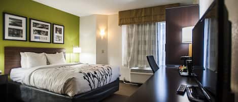 1 bedroom, premium bedding, desk, blackout curtains