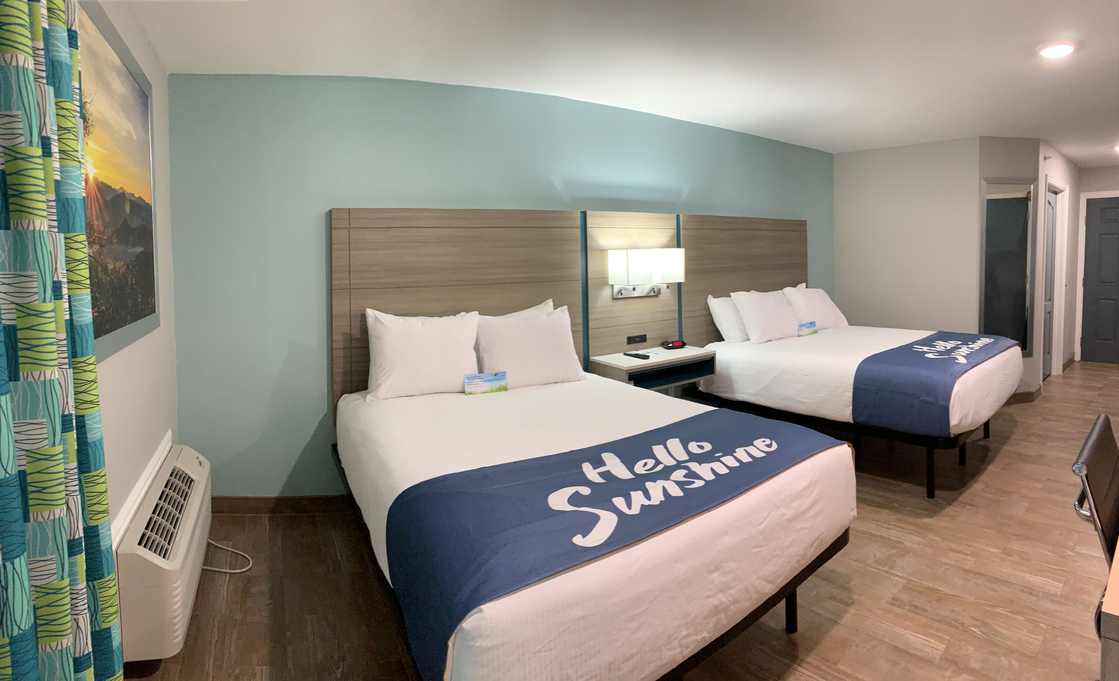 Room, 2 Queen Beds, Non Smoking | Down duvets, desk, blackout curtains, iron/ironing board
