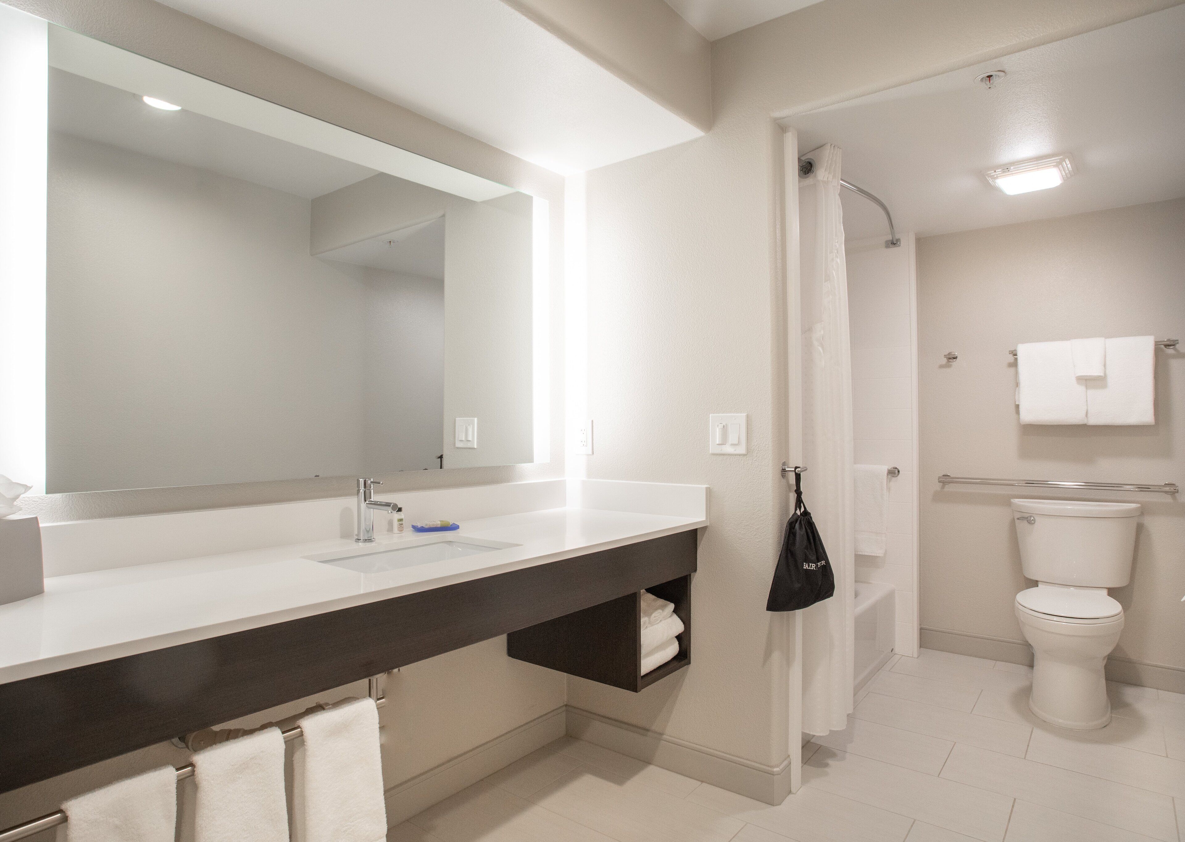 free toiletries, hair dryer, towels