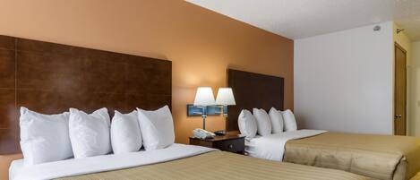 Standard Room, 2 Queen Beds, Non Smoking | Desk, laptop workspace, soundproofing, iron/ironing board