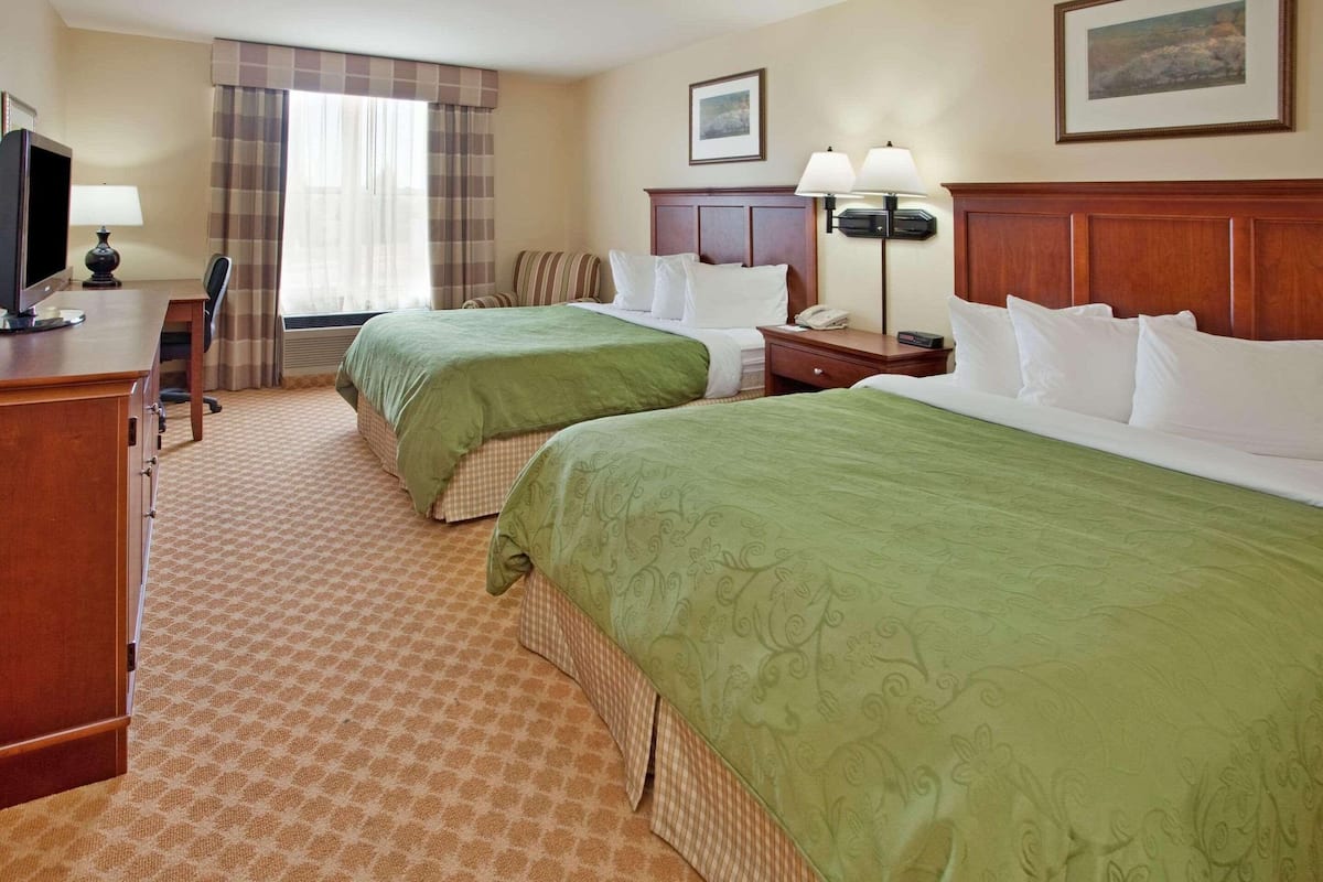 Room, 2 Queen Beds, Non Smoking | 1 bedroom, desk, iron/ironing board, free cribs/infant beds