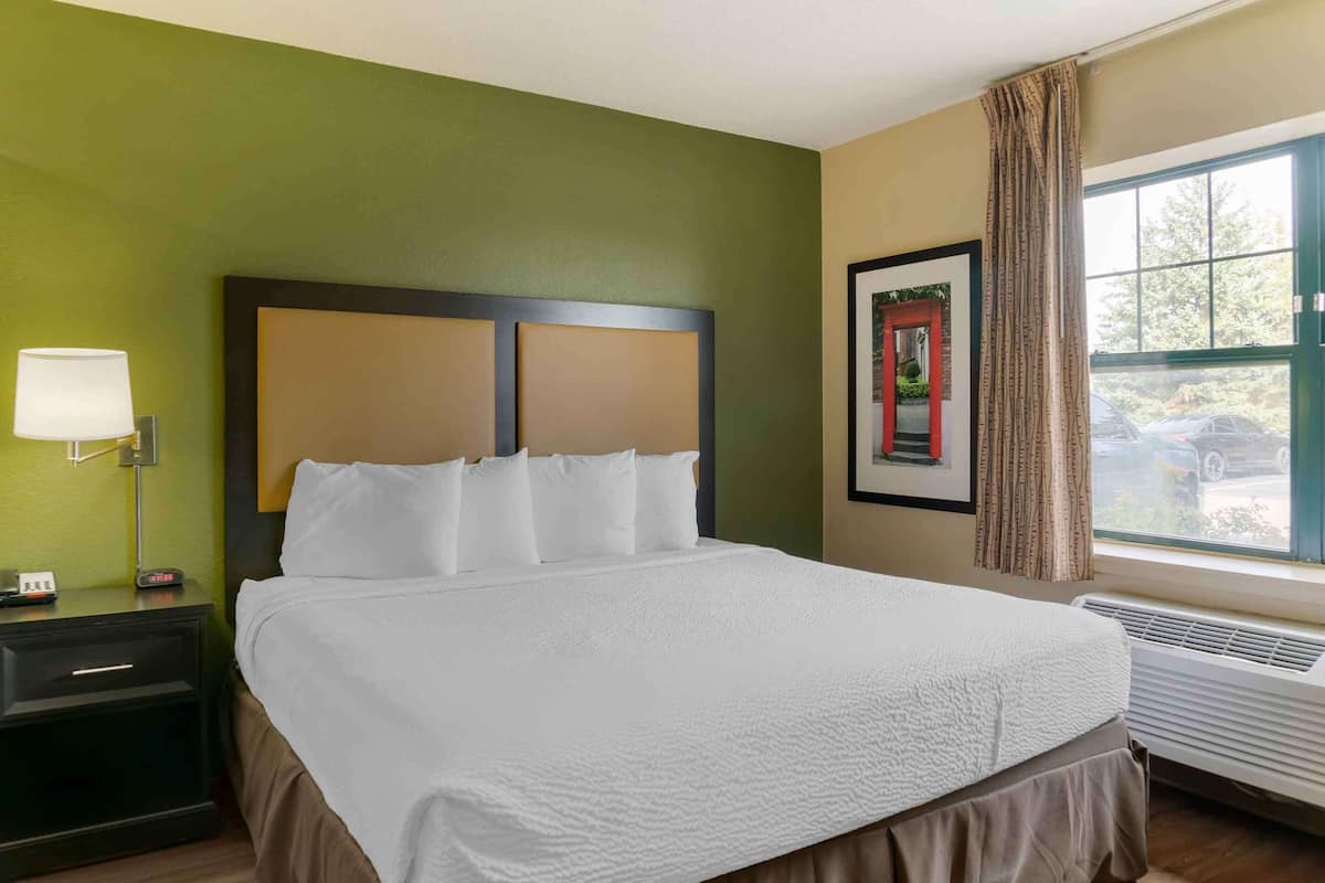Studio, 1 King Bed, Non Smoking | Desk, laptop workspace, blackout curtains, iron/ironing board