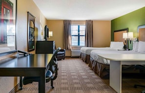 Studio, 2 Double Beds, Non Smoking | Desk, blackout drapes, iron/ironing board, free WiFi