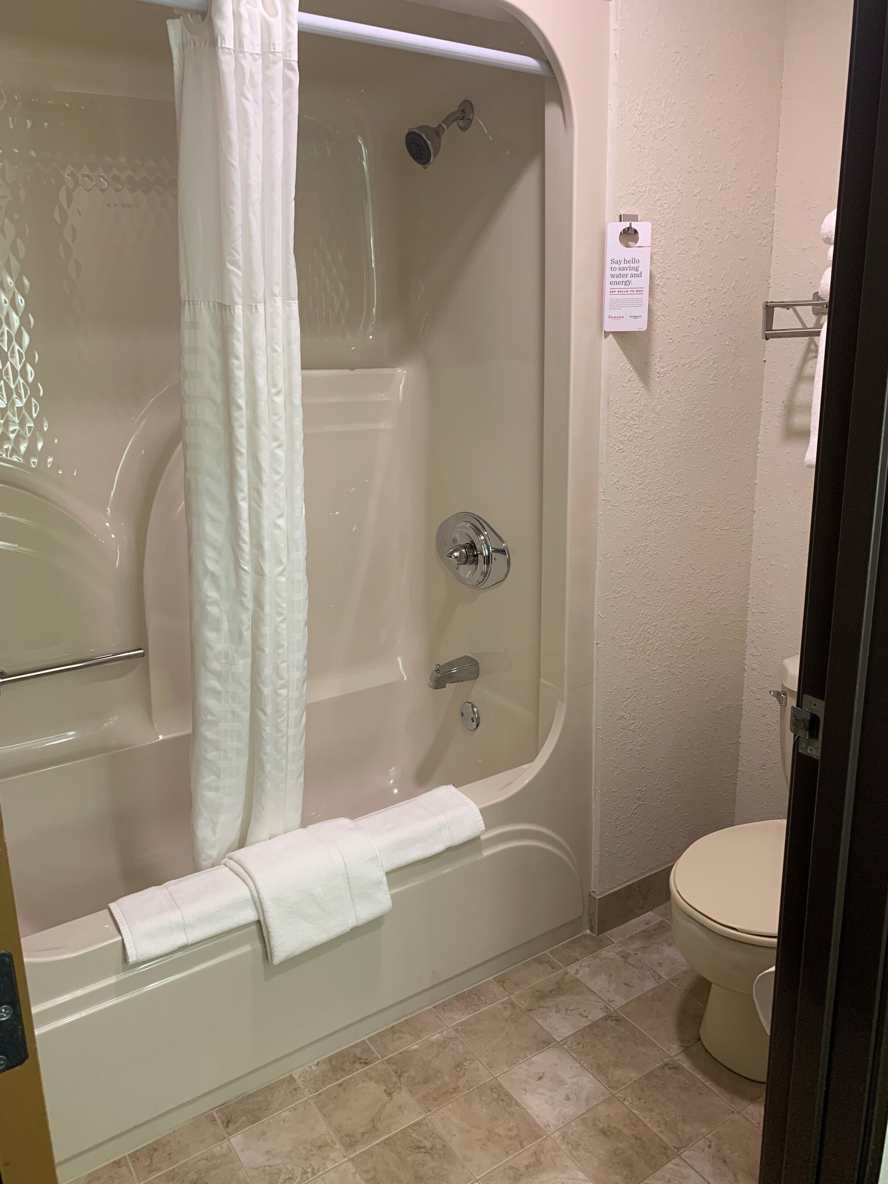 free toiletries, hair dryer, towels