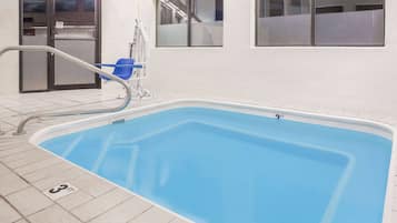 Indoor pool, open 6 AM to midnight, sun loungers